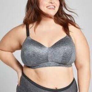 Cacique Charcoal Gray Marled Modern Lightly Lined Lounge Sports Bra 42DD